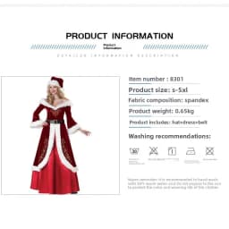 Christmas Couple Santa Costume M‑6XL Unisex Adult Role‑Playing Performance Suit for Xmas Themed Party Scene Layout Decoration