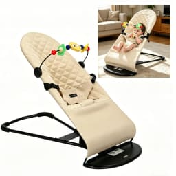 2-in-1 Foldable Baby Bouncer Lounger with Toy Bar – Adjustable Infant Rocker, Portable Newborn Cradle Seat 0-24 Months, Safety Certified