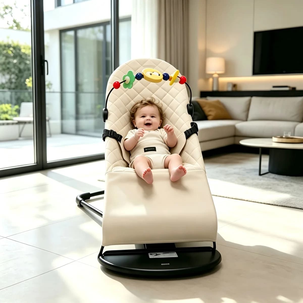 2-in-1 Foldable Baby Bouncer Lounger with Toy Bar – Adjustable Infant Rocker, Portable Newborn Cradle Seat 0-24 Months, Safety Certified