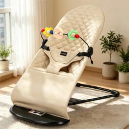 2-in-1 Foldable Baby Bouncer Lounger with Toy Bar – Adjustable Infant Rocker, Portable Newborn Cradle Seat 0-24 Months, Safety Certified