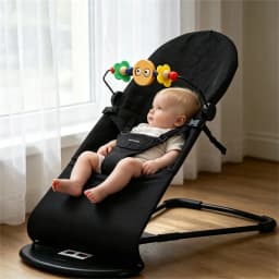 ▶ Foldable Baby Bouncer Lounger 2-in-1 – Adjustable Infant Rocker with Safety Harness, Portable Newborn Cradle Seat for 0-24 Months