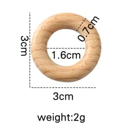 Let's Make 100pc 25/30mm Beech Wooden Ring Food Grade Wood Teether Children's Jewelry DIY Crafts Accessories Nursing Pendant