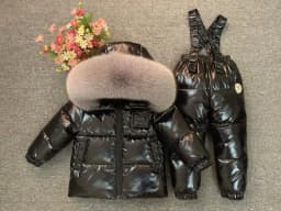 Russian Winter Down Suit For Girls Warm Children Winter Suits Boys Duck Down Jacket+overalls 2 Pcs Clothing Set Kids Snow Wear