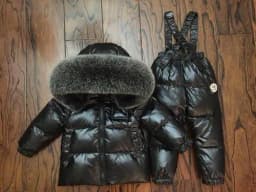 Russian Winter Down Suit For Girls Warm Children Winter Suits Boys Duck Down Jacket+overalls 2 Pcs Clothing Set Kids Snow Wear