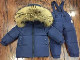 Russian Winter Down Suit For Girls Warm Children Winter Suits Boys Duck Down Jacket+overalls 2 Pcs Clothing Set Kids Snow Wear