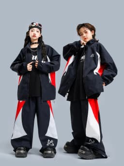 Children Streetwear Hip Hop Boys Girls Loose Casual Sport Jacket Pant Sets Kids Coat Trousers Tracksuits Stage Clothes Costumes