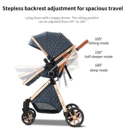 One-Hand Easy Foldable Baby Stroller with 6 Free Accessories - Reversible High Landscape Infant Carriage, Convertible Sitting Lying Bassinet Pram, Compact Travel System Pushchair with Storage Basket & Rain Cover for 0-4 Years