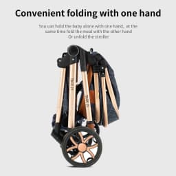 One-Hand Easy Foldable Baby Stroller with 6 Free Accessories - Reversible High Landscape Infant Carriage, Convertible Sitting Lying Bassinet Pram, Compact Travel System Pushchair with Storage Basket & Rain Cover for 0-4 Years