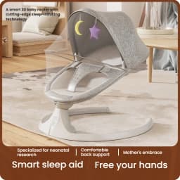Electric Baby Swing 15KG Capacity Infant Rocker Baby Bouncer Chair with 5 Speed Automatic Sway Adjustable Recline Remote Control Bluetooth Music Timer Breathable Mosquito Net Safety Harness Stable Base Dual Power Portable Baby Swing