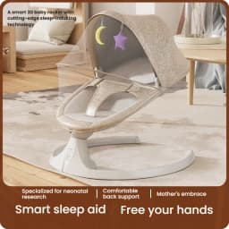Electric Baby Swing 15KG Capacity Infant Rocker Baby Bouncer Chair with 5 Speed Automatic Sway Adjustable Recline Remote Control Bluetooth Music Timer Breathable Mosquito Net Safety Harness Stable Base Dual Power Portable Baby Swing