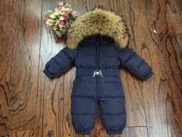 Russian Winter Boys Girls 1-5Y Winter Overalls Baby Rompers Duck Down Jumpsuit Real Fur Collar Children Outerwear Kids Snowsuit
