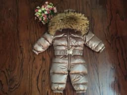 Russian Winter Boys Girls 1-5Y Winter Overalls Baby Rompers Duck Down Jumpsuit Real Fur Collar Children Outerwear Kids Snowsuit