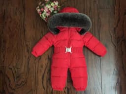 Russian Winter Boys Girls 1-5Y Winter Overalls Baby Rompers Duck Down Jumpsuit Real Fur Collar Children Outerwear Kids Snowsuit