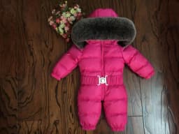 Russian Winter Boys Girls 1-5Y Winter Overalls Baby Rompers Duck Down Jumpsuit Real Fur Collar Children Outerwear Kids Snowsuit