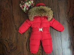 Russian Winter Boys Girls 1-5Y Winter Overalls Baby Rompers Duck Down Jumpsuit Real Fur Collar Children Outerwear Kids Snowsuit
