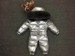 Russian Winter Boys Girls 1-5Y Winter Overalls Baby Rompers Duck Down Jumpsuit Real Fur Collar Children Outerwear Kids Snowsuit