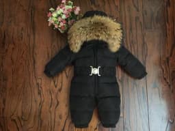 Russian Winter Boys Girls 1-5Y Winter Overalls Baby Rompers Duck Down Jumpsuit Real Fur Collar Children Outerwear Kids Snowsuit
