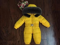 Russian Winter Boys Girls 1-5Y Winter Overalls Baby Rompers Duck Down Jumpsuit Real Fur Collar Children Outerwear Kids Snowsuit