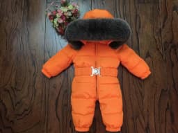 Russian Winter Boys Girls 1-5Y Winter Overalls Baby Rompers Duck Down Jumpsuit Real Fur Collar Children Outerwear Kids Snowsuit