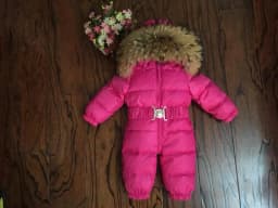 Russian Winter Boys Girls 1-5Y Winter Overalls Baby Rompers Duck Down Jumpsuit Real Fur Collar Children Outerwear Kids Snowsuit