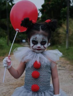 Pennywise Inspired Horrible Creature It Clown Tutu Dress Kids Joker Cosplay Costume with Hair Pin Gloves Girl Halloween Apparel