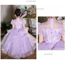 New Children Sweet Cute Purple Flower Girl Wedding Evening Kids Tutu Performance Host Piano Gown Girls Formal Elegant Costume