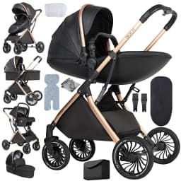 3 in 1 Baby Stroller Luxury Eggshell Design with Adjustable Handle and Storage Basket High Landscape Stroller Infant Car Seat Stroller for Newborn to Toddler with Foldable Reversible Frame for City Travel Shopping and Daily Walks