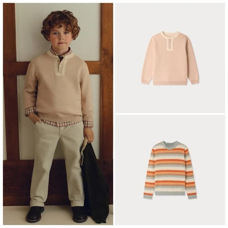 Children's Knitted Sweater 26BP for Autumn and Winter Embroidered Wool and Cotton Blend Warm Boys' Knitted Sweater