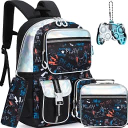 Aesthetic Girls Backpack Set with Lunch Box & Pencil Case, Cute Bookbag for Elementary Students