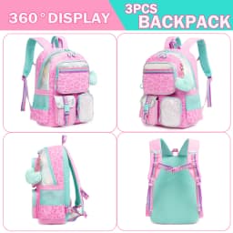 Aesthetic Girls Backpack Set with Lunch Box & Pencil Case, Cute Bookbag for Elementary Students