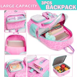 Aesthetic Girls Backpack Set with Lunch Box & Pencil Case, Cute Bookbag for Elementary Students