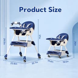 3-In-1 Baby High Chair Foldable Portable Convertible Eat & Play Baby Dining Chair with Double-Layer Dinner Plate Toy Rack Infant Toddler Feeding Chair for Boys Girls Baby Furniture