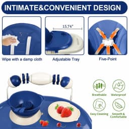 3-In-1 Baby High Chair Foldable Portable Convertible Eat & Play Baby Dining Chair with Double-Layer Dinner Plate Toy Rack Infant Toddler Feeding Chair for Boys Girls Baby Furniture
