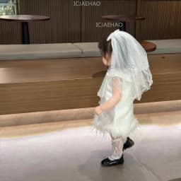 Baby Girls White Korean Style Children Catch Week Gown New Wedding Flower Girl Birthday Party Banquet Elegant Princess Dress