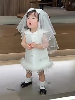 Baby Girls White Korean Style Children Catch Week Gown New Wedding Flower Girl Birthday Party Banquet Elegant Princess Dress