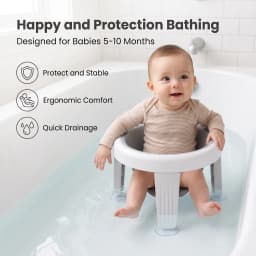 Baby Bath Seat for 5-10 Months, Ergonomic Baby Bathtub Ring Chair with 4 Strong Suction Cups, Detachable Foldable Legs, BPA-Free PP Non-Slip Infant Bath Support Seat for Tub Shower