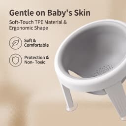 Baby Bath Seat for 5-10 Months, Ergonomic Baby Bathtub Ring Chair with 4 Strong Suction Cups, Detachable Foldable Legs, BPA-Free PP Non-Slip Infant Bath Support Seat for Tub Shower