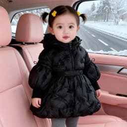 2026 New Winter Girls' Lantern Sleeves with Three-dimensional Embroidery and Waist Cinching Warm Cotton Jacket