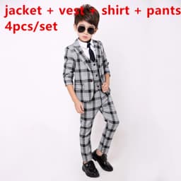 School uniform Dress for boys Formal Tuxedo Suits for Weddings Blazer Vest Pants Kids Gentleman Party Child Clothing Sets B043