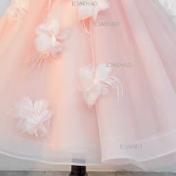 2026 Children Pink 3D Floral Girls Princess Gown Flower Girl Wedding Kids Birthday Runway Piano Performance Tutu Pageant Costume