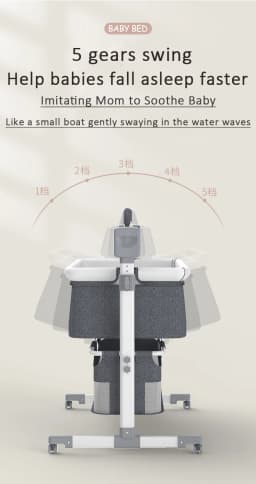 Smart Electric Baby Cradle Crib, Bedside Co-Sleeper Parent-Child Bed Mode with 5 Swing Amplitudes, Bluetooth Speaker, Wireless Remote Control, Anti-Spit Angle Adjustment and Storage Basket, Portable Newborn Bassinet