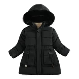 ZOETOPKID New Girls Jacket Winter Long Style Solid Color Waist Plus Velvet Warm Hooded Coat for Kids Teenager Girl Down Parka