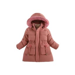 ZOETOPKID New Girls Jacket Winter Long Style Solid Color Waist Plus Velvet Warm Hooded Coat for Kids Teenager Girl Down Parka