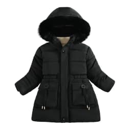 ZOETOPKID New Girls Jacket Winter Long Style Solid Color Waist Plus Velvet Warm Hooded Coat for Kids Teenager Girl Down Parka