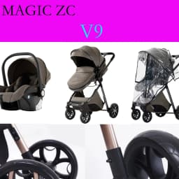 3-in-1 Multifunctional Lightweight Folding Portable High Seat Stroller, Four-Wheel Travel Stroller with Car Seat, Memory Foam Mattress, Storage Bag, Fashionable Cart, Great Choice for Parents, Baby Stroller