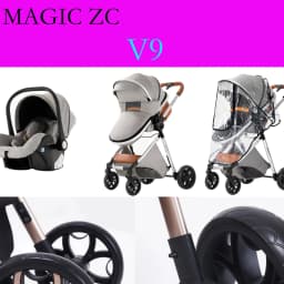 3-in-1 Multifunctional Lightweight Folding Portable High Seat Stroller, Four-Wheel Travel Stroller with Car Seat, Memory Foam Mattress, Storage Bag, Fashionable Cart, Great Choice for Parents, Baby Stroller