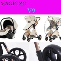 3-in-1 Multifunctional Lightweight Folding Portable High Seat Stroller, Four-Wheel Travel Stroller with Car Seat, Memory Foam Mattress, Storage Bag, Fashionable Cart, Great Choice for Parents, Baby Stroller