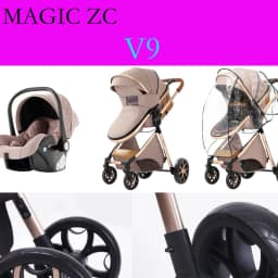 3-in-1 Multifunctional Lightweight Folding Portable High Seat Stroller, Four-Wheel Travel Stroller with Car Seat, Memory Foam Mattress, Storage Bag, Fashionable Cart, Great Choice for Parents, Baby Stroller