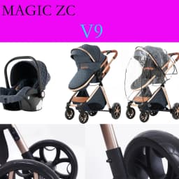 3-in-1 Multifunctional Lightweight Folding Portable High Seat Stroller, Four-Wheel Travel Stroller with Car Seat, Memory Foam Mattress, Storage Bag, Fashionable Cart, Great Choice for Parents, Baby Stroller