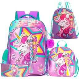 Backpack for Girls School Backpacks for Kids Bookbag for Elementary Kindergarten Students Travel Bag with Lunchbox and Penbag